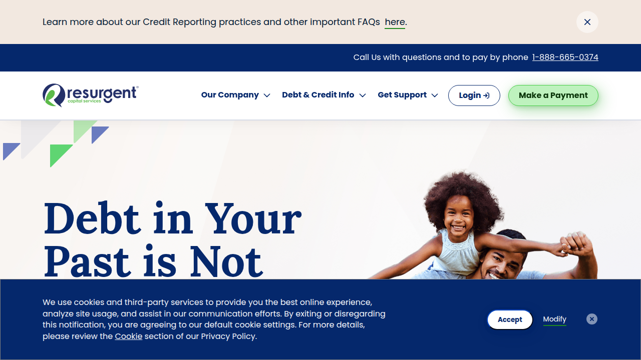 The official website of Resurgent Capital Services, a financial services company specializing in consumer debt management.