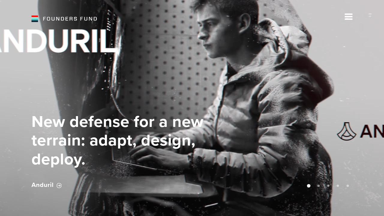 The official homepage of Founders Fund, a venture capital firm known for backing ambitious technologies and founders.