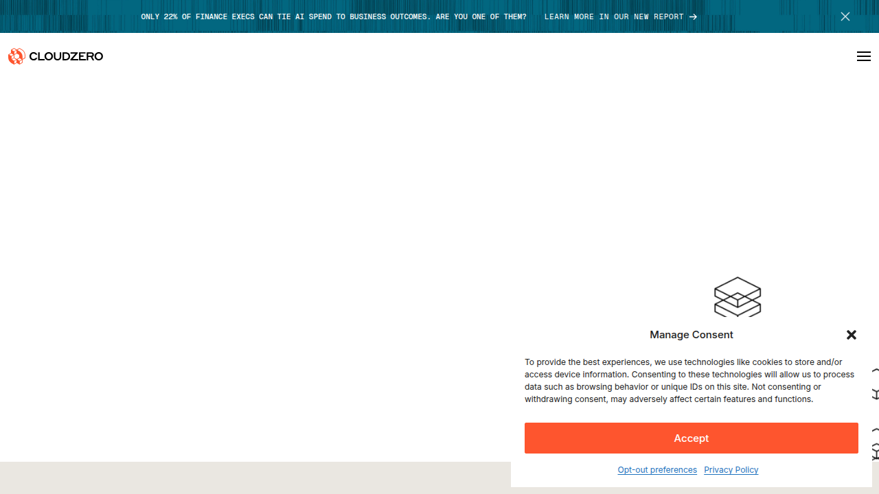 Screenshot of the CloudZero homepage, a company focused on cloud cost management, reflecting the importance of cloud service providers.