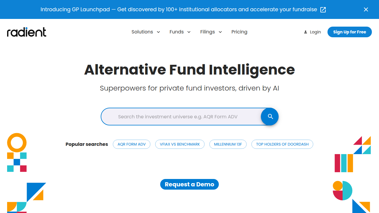 A screenshot from Radient Analytics detailing Maverick Capital's Form ADV filings, which publicly disclose their various roles as an asset manager.