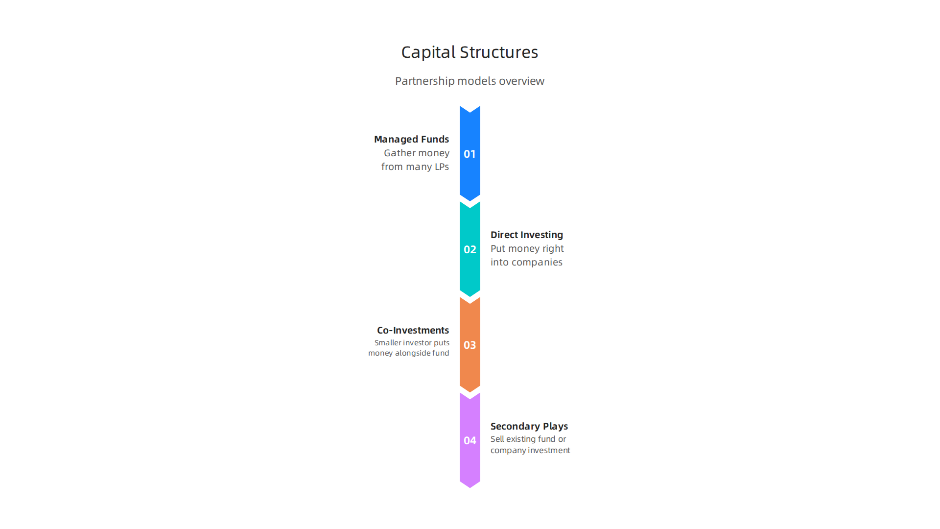 Understanding various capital structures and partnership models in investment.