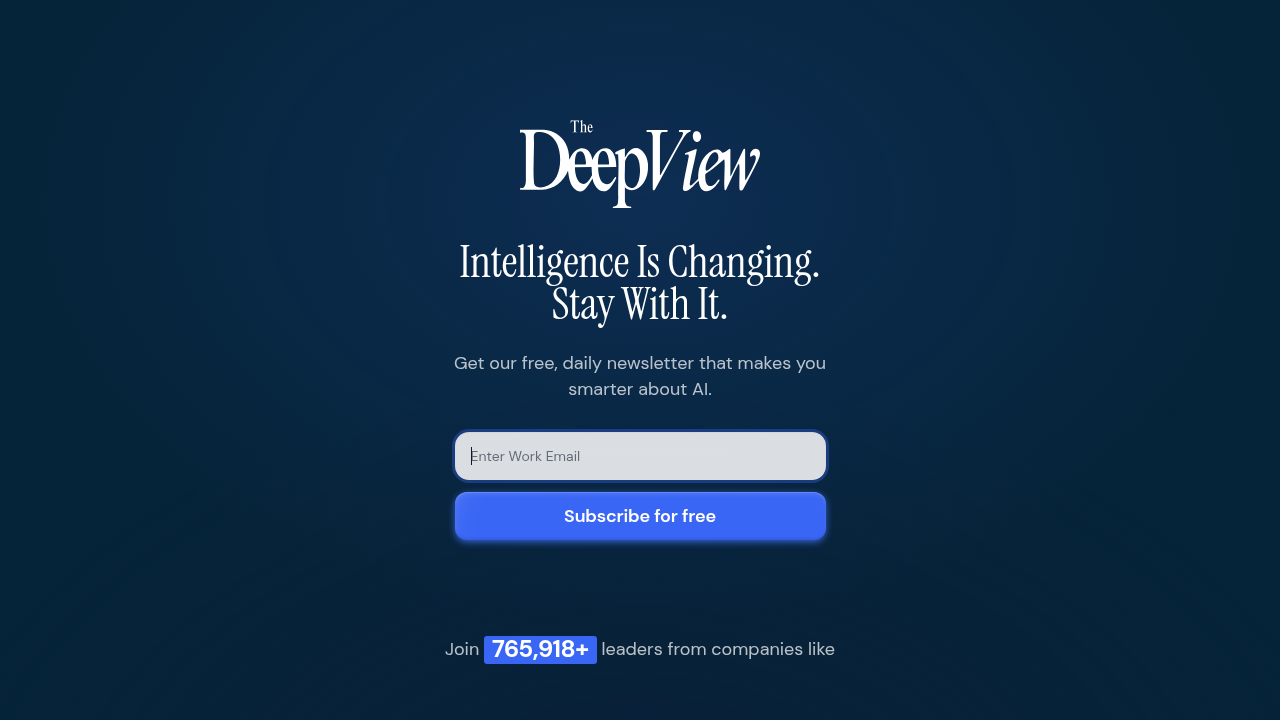 A screenshot of The Deep View newsletter's subscription page, offering daily AI updates for informed decision-making.