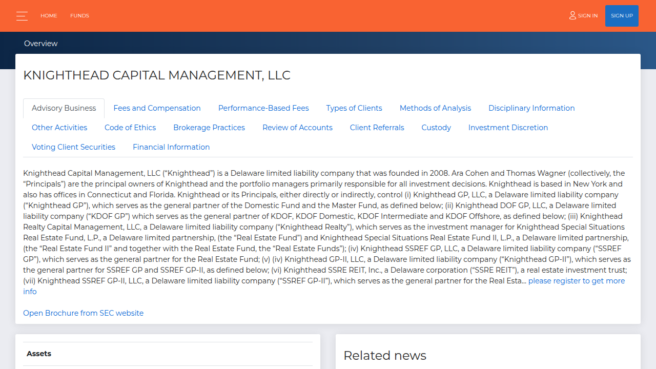 Overview of Knighthead Capital Management fund details and structures on HedgeFundDB.