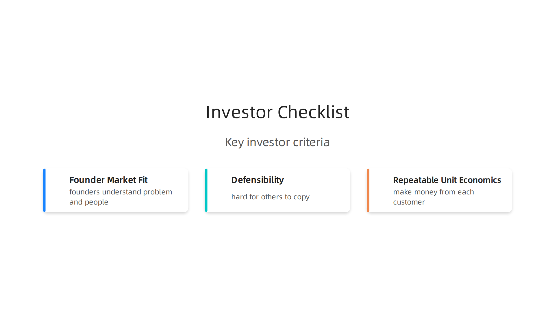 Key characteristics investors seek in startups for long-term success.