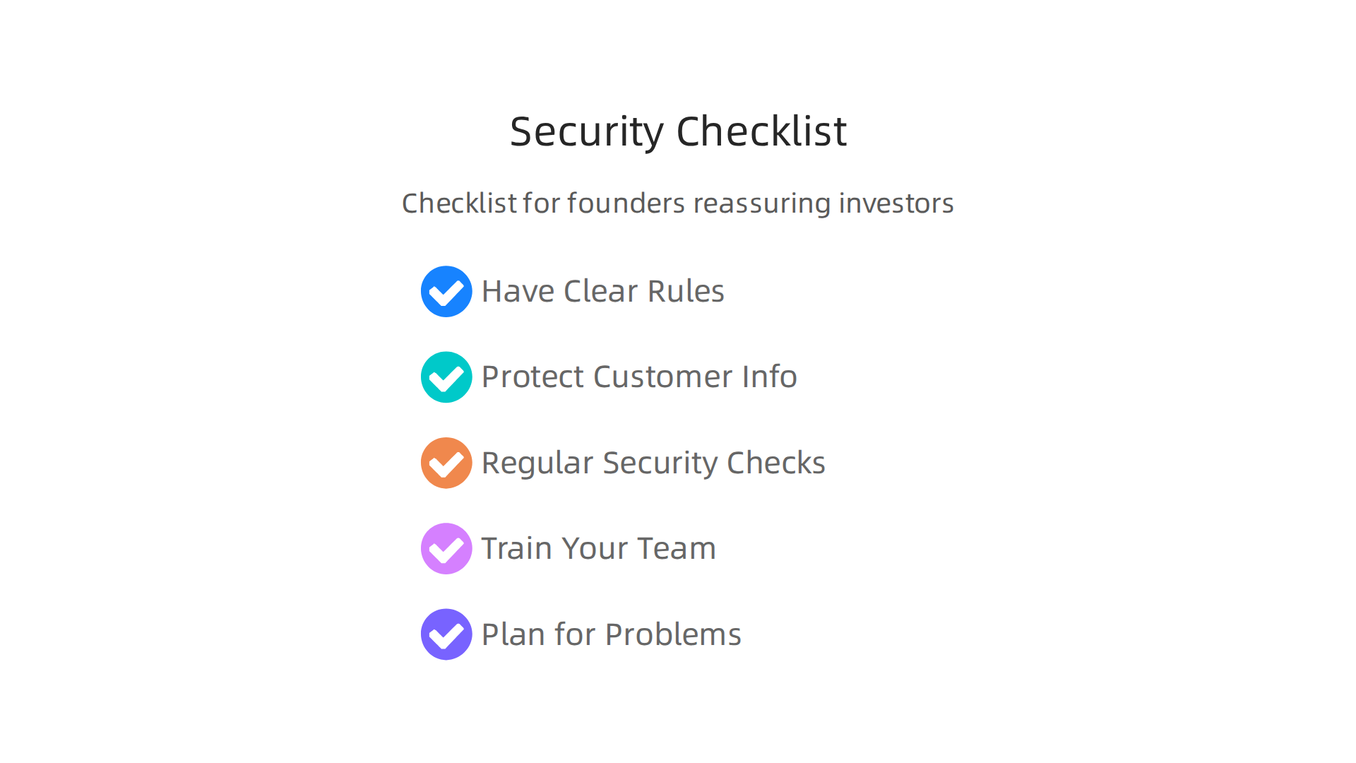 Essential checklist for founders to demonstrate strong security and privacy practices to potential investors.